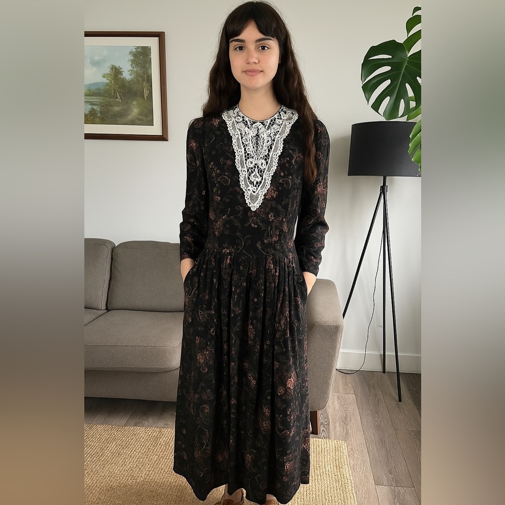 Scott McClintock Black and Brown Long Sleeve Dress